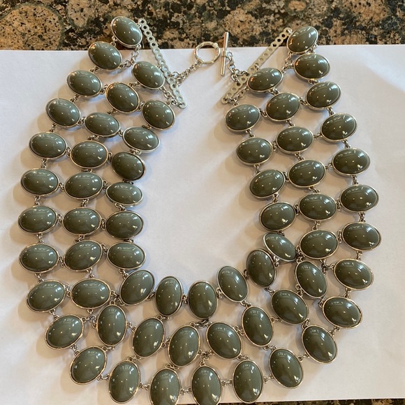 Beautiful Gray and Silver Statement Necklace! - Picture 2 of 7